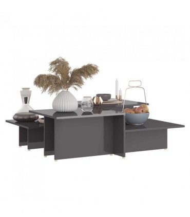 vidaXL Coffee Table | Set of 2 | High gloss grey | Chipboard | 111.5x50x33 cm