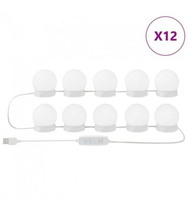 vidaXL Mirror Lights 12 pcs White 4.5 x 4.5 x 4.8 cm Plastic