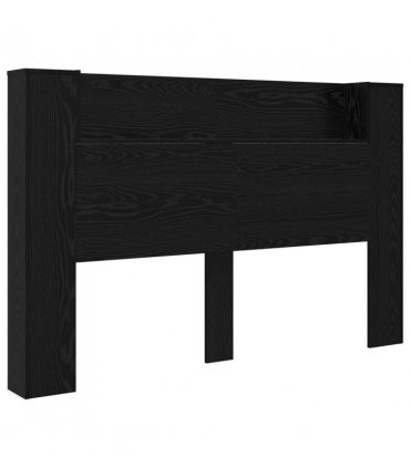 vidaXL Headboard Cabinet with LED Black Oak 160 x 16.5 x 103.5 cm