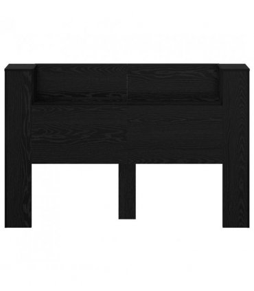 vidaXL Headboard Cabinet with LED Black Oak 160 x 16.5 x 103.5 cm