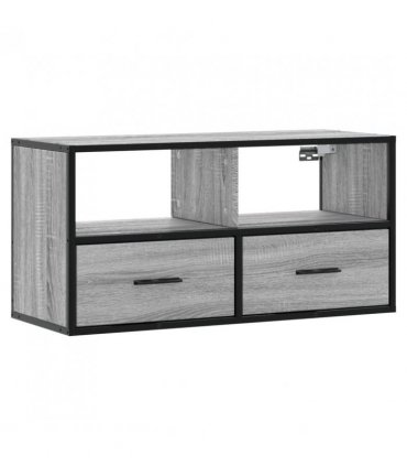 vidaXL TV Cabinet Grey Sonoma 80x31x39.5 cm Engineered Wood and Metal