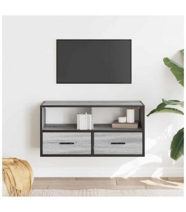 vidaXL TV Cabinet Grey Sonoma 80x31x39.5 cm Engineered Wood and Metal