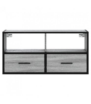 vidaXL TV Cabinet Grey Sonoma 80x31x39.5 cm Engineered Wood and Metal