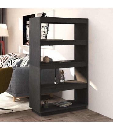 vidaXL Book Cabinet/Room Divider Grey 80x35x135 cm Solid Pinewood