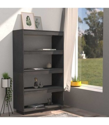 vidaXL Book Cabinet/Room Divider Grey 80x35x135 cm Solid Pinewood