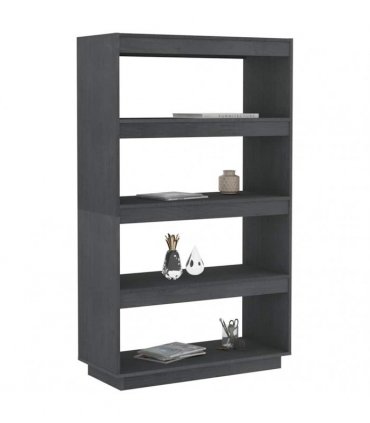 vidaXL Book Cabinet/Room Divider Grey 80x35x135 cm Solid Pinewood