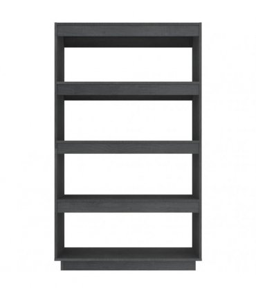 vidaXL Book Cabinet/Room Divider Grey 80x35x135 cm Solid Pinewood