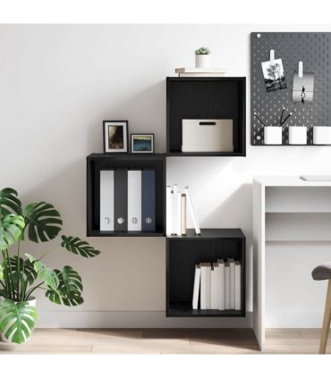 vidaXL Wall Cabinet Black Oak 37 x 37 x 37 cm Engineered Wood