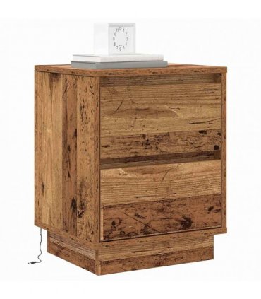vidaXL Bedside Cabinet with Drawer 2 pcs Old Wood 39 x 34.5 x 50 cm