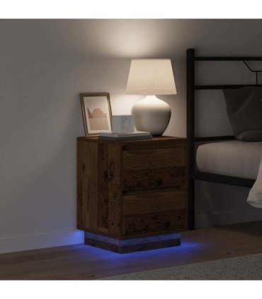 vidaXL Bedside Cabinet with Drawer 2 pcs Old Wood 39 x 34.5 x 50 cm
