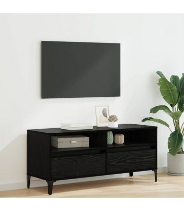 vidaXL TV Cabinet with Drawer Black Oak 100 x 34.5 x 44.5 cm