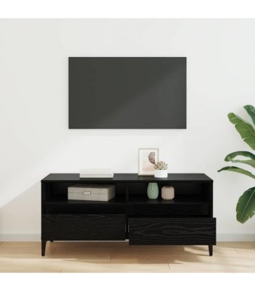 vidaXL TV Cabinet with Drawer Black Oak 100 x 34.5 x 44.5 cm