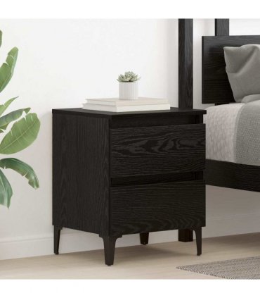 vidaXL Bedside Cabinet Black oak 40 x 35 x 50 cm Engineered wood