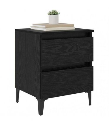 vidaXL Bedside Cabinet Black oak 40 x 35 x 50 cm Engineered wood