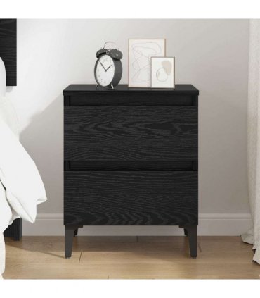 vidaXL Bedside Cabinet Black oak 40 x 35 x 50 cm Engineered wood