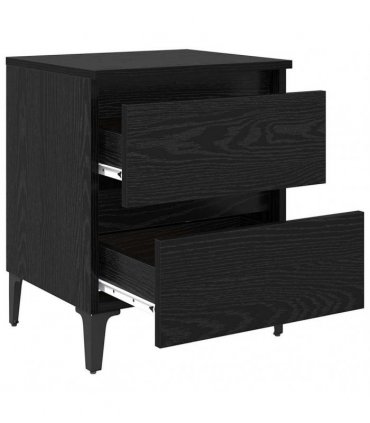 vidaXL Bedside Cabinet Black oak 40 x 35 x 50 cm Engineered wood