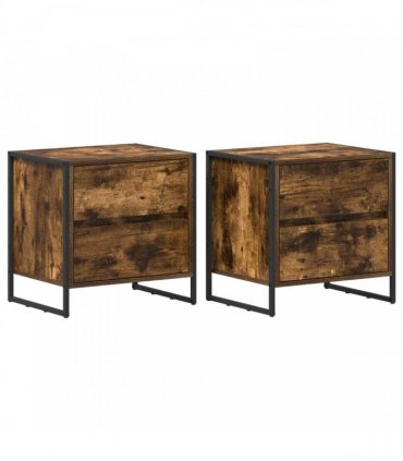 vidaXL Bedside Table 2 pcs Smoke Oak 50 x 39.5 x 50 cm Engineered Wood