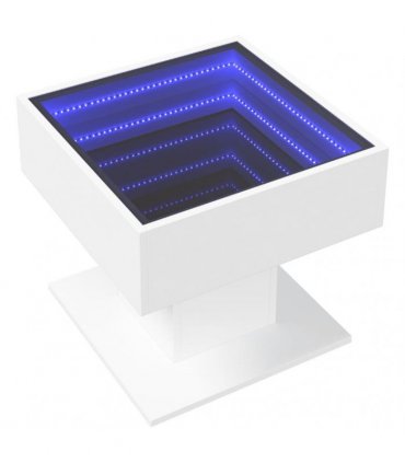 vidaXL Coffee Table with LED White 50x50x45 cm Engineered Wood