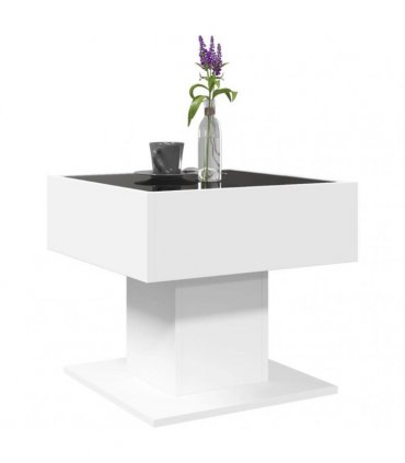 vidaXL Coffee Table with LED White 50x50x45 cm Engineered Wood
