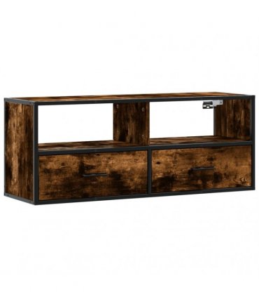 vidaXL TV Cabinet Smoked Oak 100x31x39.5 cm Engineered Wood and Metal