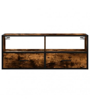 vidaXL TV Cabinet Smoked Oak 100x31x39.5 cm Engineered Wood and Metal