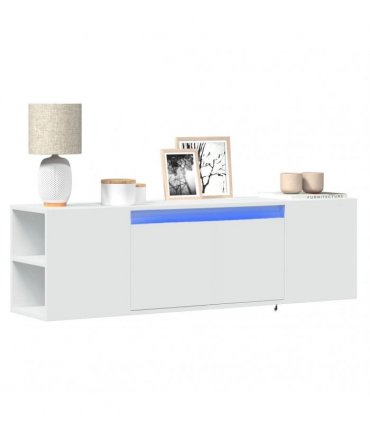 vidaXL TV Wall Cabinet with LED Lights White 135x31x39.5 cm
