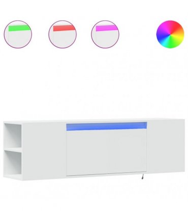vidaXL TV Wall Cabinet with LED Lights White 135x31x39.5 cm