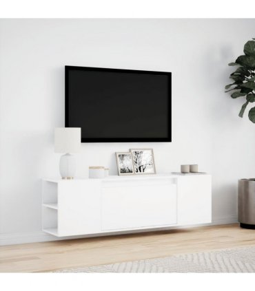 vidaXL TV Wall Cabinet with LED Lights White 135x31x39.5 cm