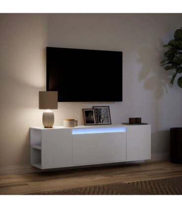 vidaXL TV Wall Cabinet with LED Lights White 135x31x39.5 cm