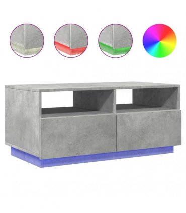 vidaXL Coffee Table with LED Lights Concrete Grey 90x49x40 cm