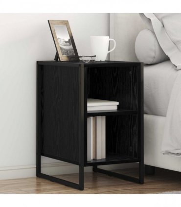 vidaXL Bedside Table 2 pcs Black Oak 39.5 x 30 x 50 cm Engineered Wood