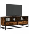 vidaXL TV Cabinet Smoked Oak 100x34.5x40 cm Engineered Wood and Metal