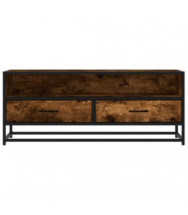vidaXL TV Cabinet Smoked Oak 100x34.5x40 cm Engineered Wood and Metal
