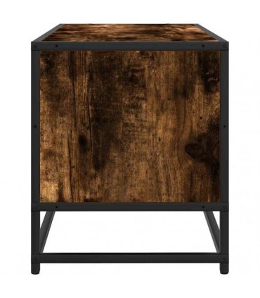 vidaXL TV Cabinet Smoked Oak 100x34.5x40 cm Engineered Wood and Metal