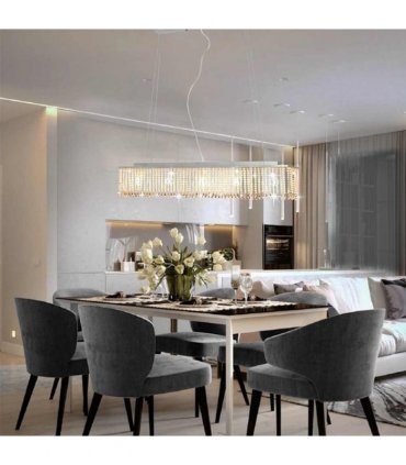 vidaXL Ceiling Lamp with Crystal Beads Silver 104 cm E14