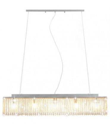vidaXL Ceiling Lamp with Crystal Beads Silver 104 cm E14