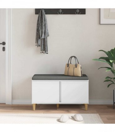vidaXL Hall Bench White 80 x 38 x 46 cm Engineered Wood and Fabric