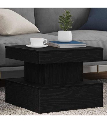 vidaXL Coffee Table with LED Lights Black Oak 50x50x40 cm
