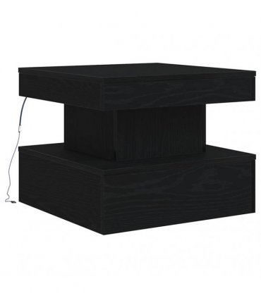 vidaXL Coffee Table with LED Lights Black Oak 50x50x40 cm