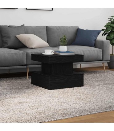 vidaXL Coffee Table with LED Lights Black Oak 50x50x40 cm