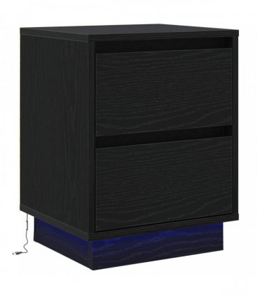 vidaXL Bedside Cabinet Black Oak 39 x 34.5 x 50 cm Engineered wood