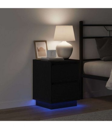 vidaXL Bedside Cabinet Black Oak 39 x 34.5 x 50 cm Engineered wood