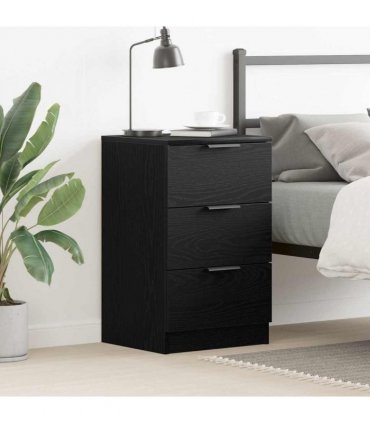 vidaXL Bedside Cabinet Black Oak 40 x 65 x 65 cm Engineered Wood