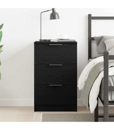 vidaXL Bedside Cabinet Black Oak 40 x 65 x 65 cm Engineered Wood
