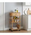 vidaXL Kitchen Trolley with Wheels Natural 37 x 36 x 80 cm Bamboo