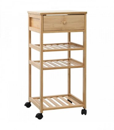 vidaXL Kitchen Trolley with Wheels Natural 37 x 36 x 80 cm Bamboo
