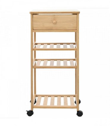 vidaXL Kitchen Trolley with Wheels Natural 37 x 36 x 80 cm Bamboo