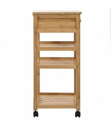 vidaXL Kitchen Trolley with Wheels Natural 37 x 36 x 80 cm Bamboo
