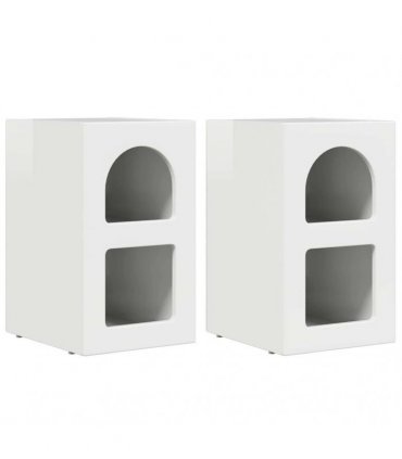 vidaXL Bedside Table ELST 2 pcs High Gloss White 29.5 x 33.5 x 50 cm