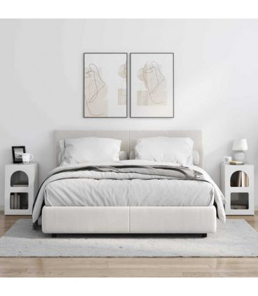 vidaXL Bedside Table ELST 2 pcs High Gloss White 29.5 x 33.5 x 50 cm
